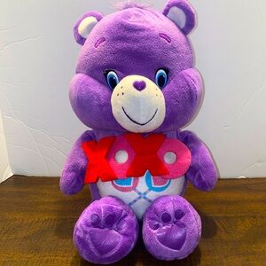 Care Bear Share XOXO Plush Purple Bear With Candy Lollypops On Tummy 2016 14”